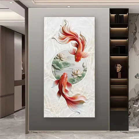 锦鲤 单幅 装饰画 现代简约 玄关背景墙挂画