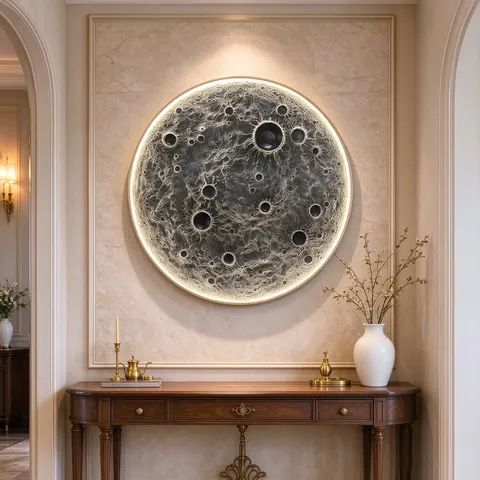 日月星辰 单幅 装饰画 现代简约 客厅背景墙挂画 LED带灯画