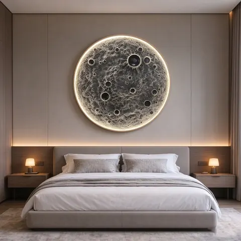 日月星辰 单幅 装饰画 现代简约 客厅背景墙挂画 LED带灯画