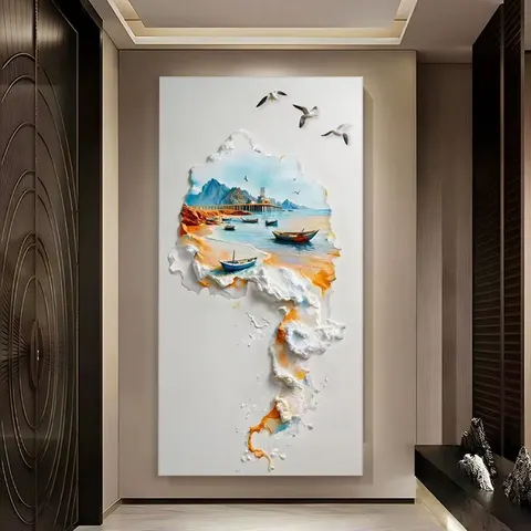 抽象 单幅 装饰画 现代简约 玄关背景墙挂画 LED带灯画