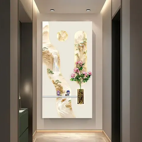 抽象 单幅 装饰画 现代简约 玄关背景墙挂画 LED带灯画