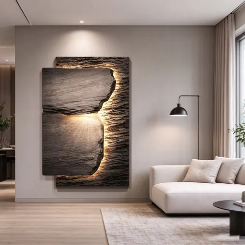 抽象 单幅 装饰画 现代简约 玄关背景墙挂画 LED带灯画