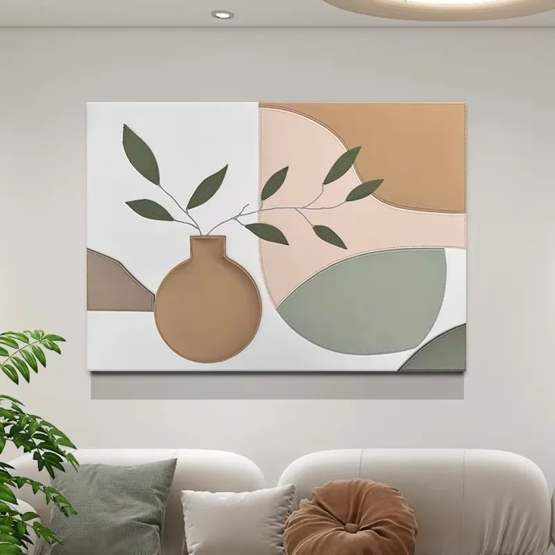 植物 单幅 装饰画 现代简约 客厅背景墙挂画 手工皮雕