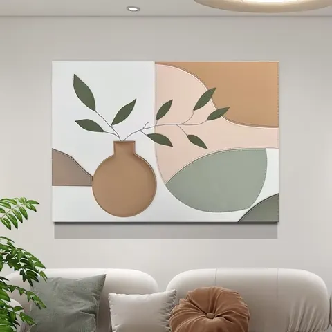 植物 单幅 装饰画 现代简约 客厅背景墙挂画 手工皮雕