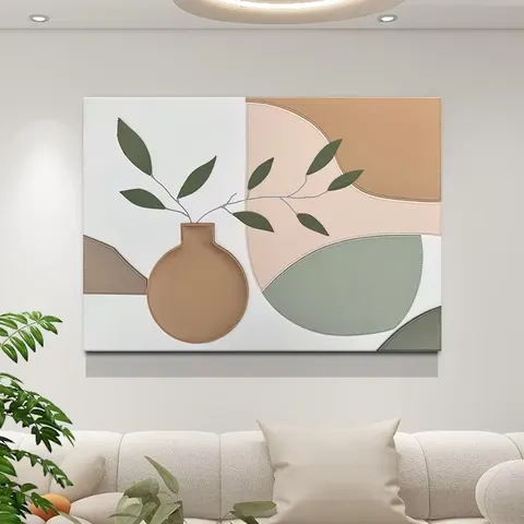 植物 单幅 装饰画 现代简约 客厅背景墙挂画 手工皮雕