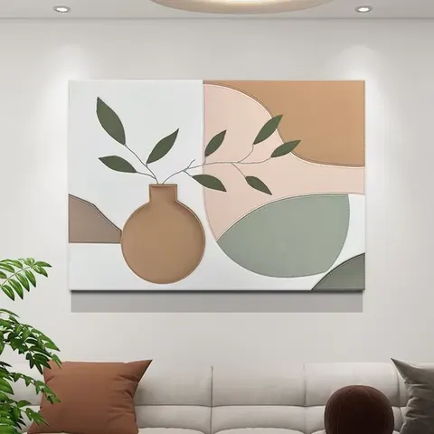 植物 单幅 装饰画 现代简约 客厅背景墙挂画 手工皮雕