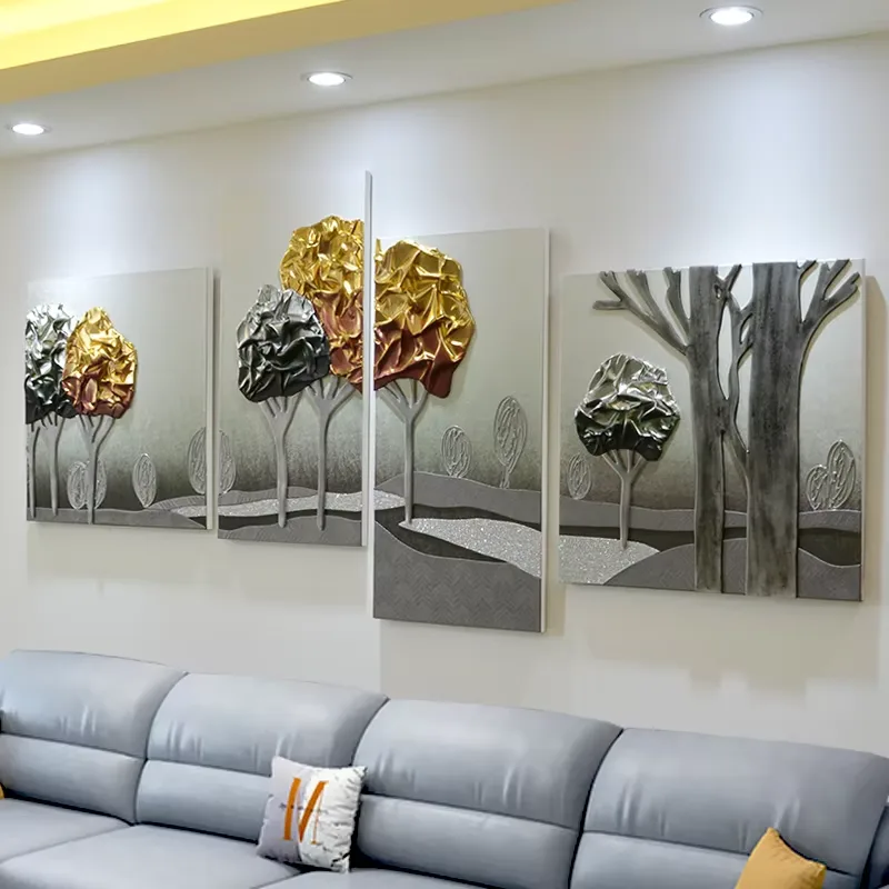 抽象 单幅 装饰画 轻奢风 客厅背景墙挂画 手工皮雕