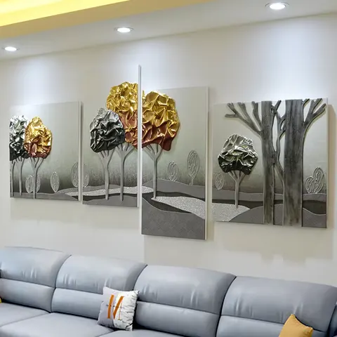 抽象 单幅 装饰画 轻奢风 客厅背景墙挂画 手工皮雕