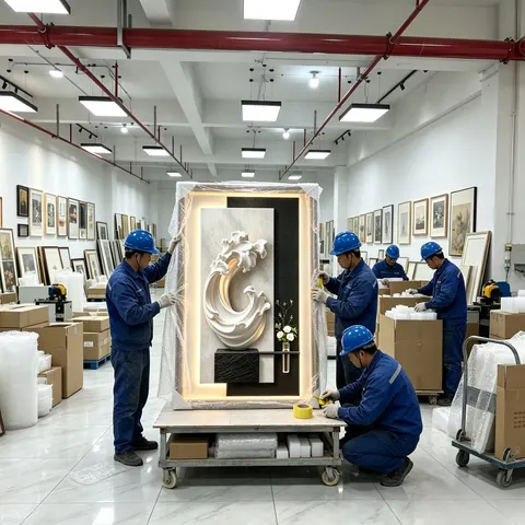 海浪 单幅 装饰画 轻奢风 玄关背景墙挂画 LED带灯画