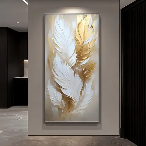 羽毛 单幅 装饰画 现代简约 客厅背景墙挂画 手绘油画