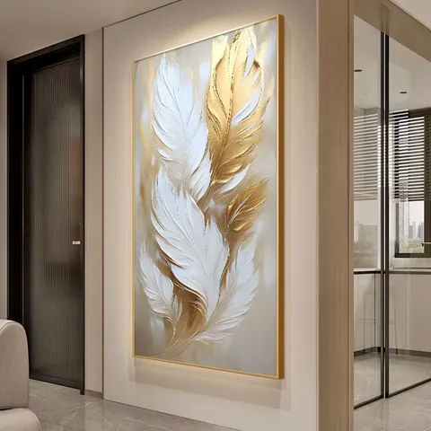 羽毛 单幅 装饰画 现代简约 客厅背景墙挂画 手绘油画