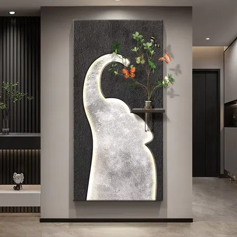 植物 单幅 装饰画 现代简约 玄关背景墙挂画 LED带灯画