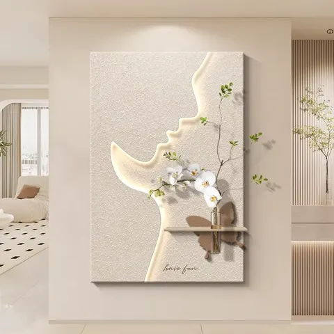 抽象 单幅 装饰画 现代简约 客厅背景墙挂画 LED带灯画