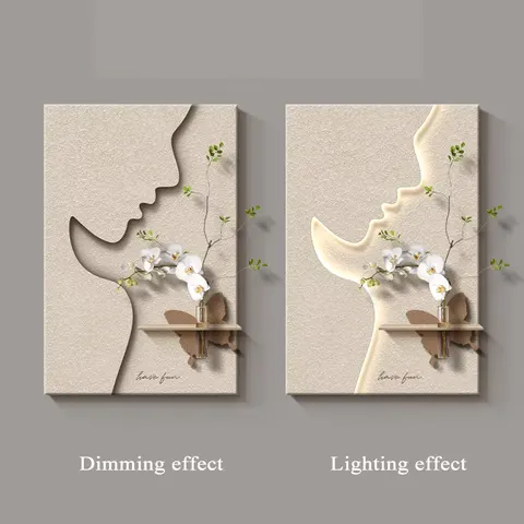 抽象 单幅 装饰画 现代简约 客厅背景墙挂画 LED带灯画