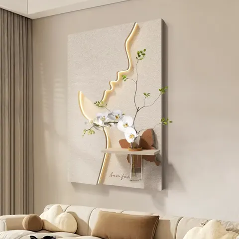 抽象 单幅 装饰画 现代简约 客厅背景墙挂画 LED带灯画