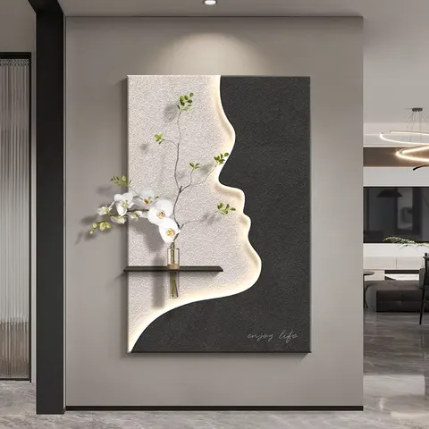 抽象 单幅 装饰画 现代简约 客厅背景墙挂画 LED带灯画