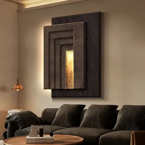 抽象 单幅 装饰画 现代简约 玄关背景墙挂画 LED带灯画