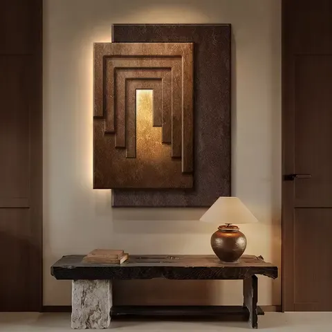 抽象 单幅 装饰画 现代简约 玄关背景墙挂画 LED带灯画