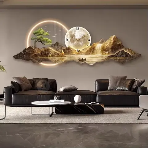 山水 单幅 装饰画 现代简约 客厅背景墙挂画 LED带灯画