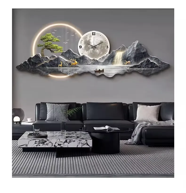 山水 单幅 装饰画 现代简约 客厅背景墙挂画 LED带灯画