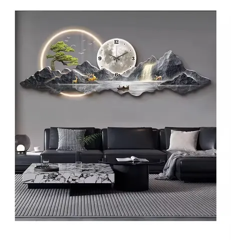 山水 单幅 装饰画 现代简约 客厅背景墙挂画 LED带灯画