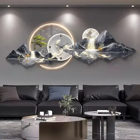 山水 单幅 装饰画 现代简约 客厅背景墙挂画 LED带灯画