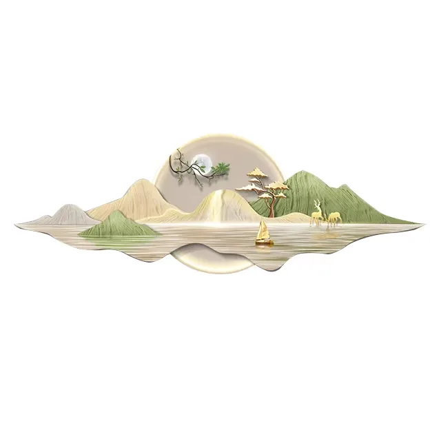 山水 单幅 装饰画 现代简约 客厅背景墙挂画 LED带灯画