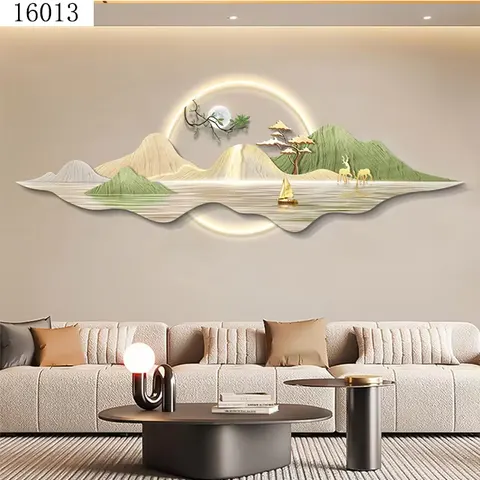 山水 单幅 装饰画 现代简约 客厅背景墙挂画 LED带灯画