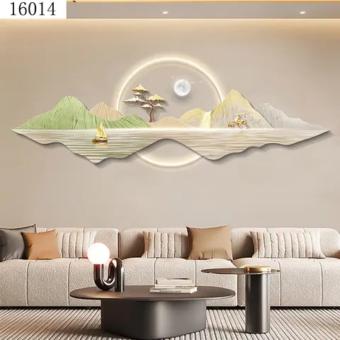 山水 单幅 装饰画 现代简约 客厅背景墙挂画 LED带灯画
