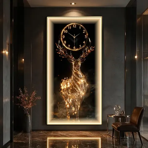 鹿 单幅 装饰画 现代简约 客厅背景墙挂画 LED带灯画