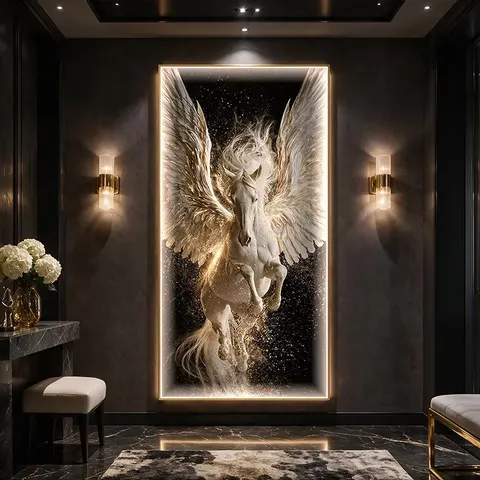 动物 单幅 装饰画 现代简约 客厅背景墙挂画 LED带灯画