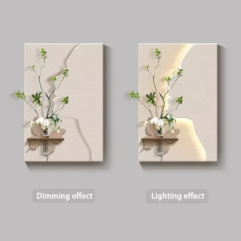 植物 单幅 装饰画 现代简约 客厅背景墙挂画 LED带灯画