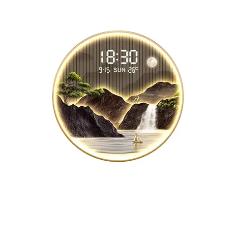 挂钟组合 单幅 装饰画 现代简约 客厅背景墙挂画 LED带灯画