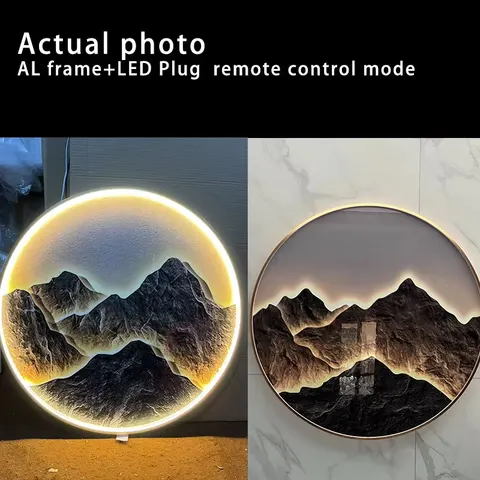 挂钟组合 单幅 装饰画 现代简约 客厅背景墙挂画 LED带灯画