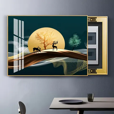 抽象 单幅 装饰画 轻奢风 客厅背景墙挂画 晶瓷画