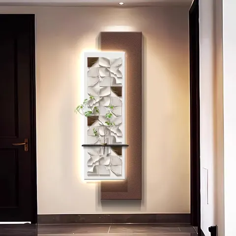 植物 单幅 装饰画 轻奢风 客厅背景墙挂画 砂岩浮雕