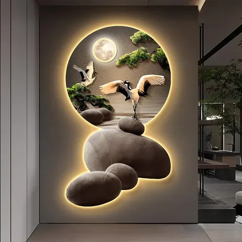 抽象 单幅 装饰画 现代简约 玄关背景墙挂画 LED带灯画