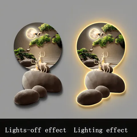 抽象 单幅 装饰画 现代简约 玄关背景墙挂画 LED带灯画