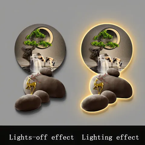抽象 单幅 装饰画 现代简约 玄关背景墙挂画 LED带灯画