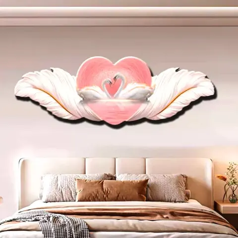 羽毛 单幅 装饰画 现代简约 卧室背景墙挂画 LED带灯画