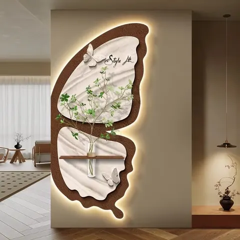 植物 单幅 装饰画 现代简约 玄关背景墙挂画 LED带灯画