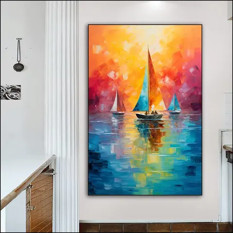 日月星辰 单幅 装饰画 现代简约 玄关背景墙挂画 手绘油画