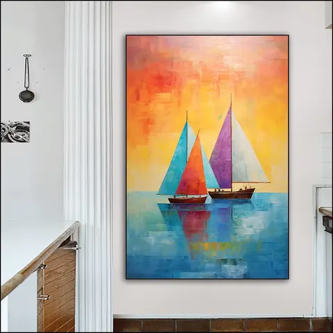 日月星辰 单幅 装饰画 现代简约 玄关背景墙挂画 手绘油画