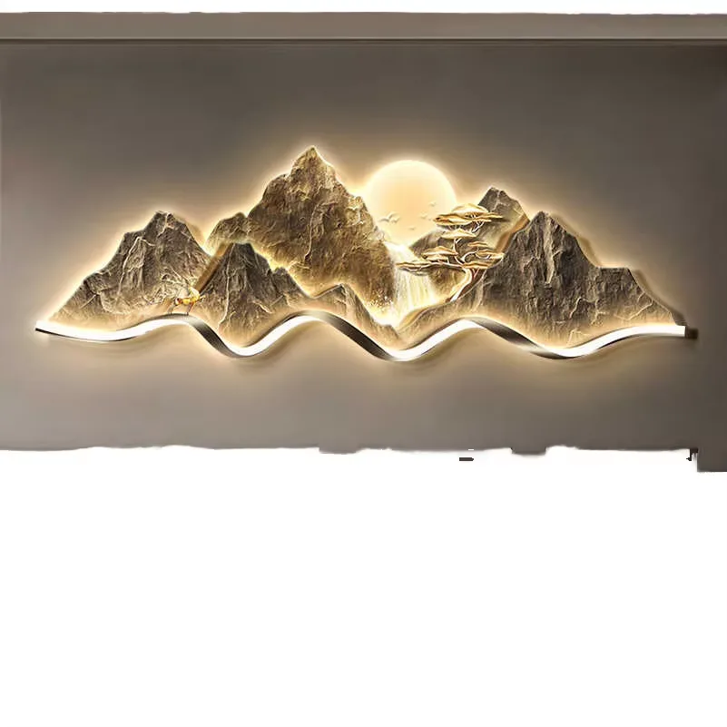 抽象 单幅 装饰画 轻奢风 客厅背景墙挂画 LED带灯画