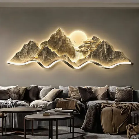 抽象 单幅 装饰画 轻奢风 客厅背景墙挂画 LED带灯画