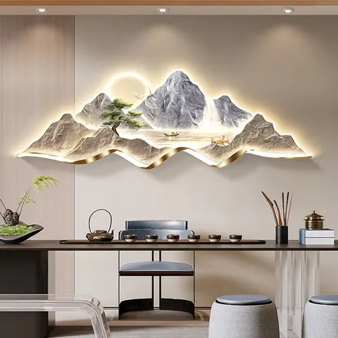 抽象 单幅 装饰画 轻奢风 客厅背景墙挂画 LED带灯画
