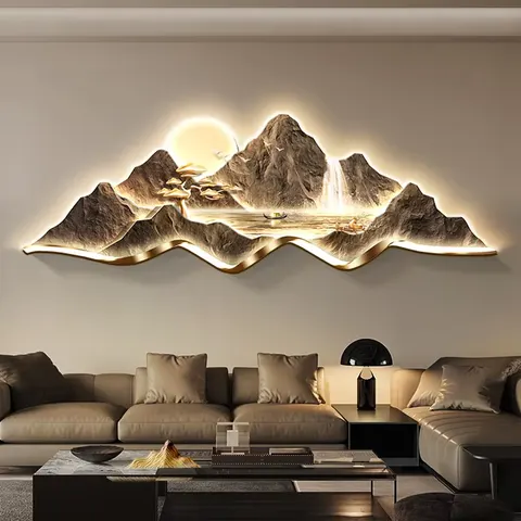抽象 单幅 装饰画 轻奢风 客厅背景墙挂画 LED带灯画