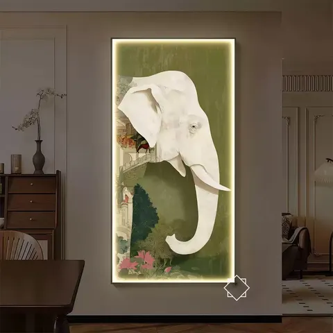抽象 单幅 装饰画 复古怀旧 玄关背景墙挂画 LED带灯画