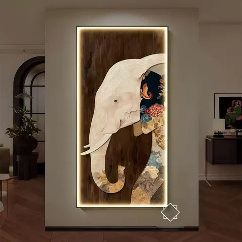 抽象 单幅 装饰画 复古怀旧 玄关背景墙挂画 LED带灯画