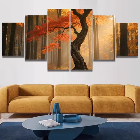 植物 五联 装饰画 现代简约 客厅背景墙挂画